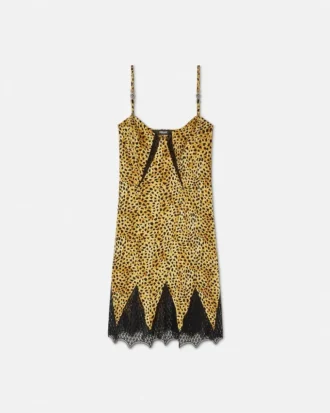 Seiden-Minikleid mit Allover-Cheetah-Print