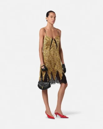 Seiden-Minikleid mit Allover-Cheetah-Print