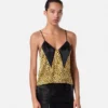 Seiden-Slip-Top mit Allover-Cheetah-Print