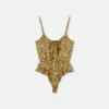 Seidenbodysuit mit Allover-Cheetah-Print