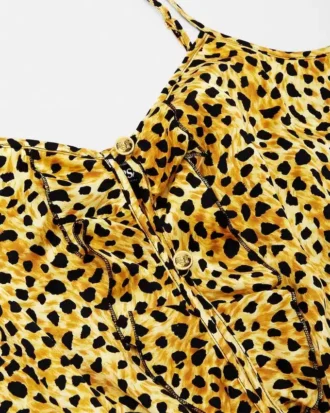 Seidenbodysuit mit Allover-Cheetah-Print