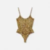 Seidenbodysuit mit Allover-Cheetah-Print