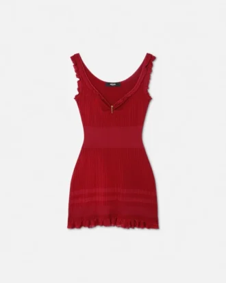 Strick-Mini-Kleid mit ausgestelltem Rock