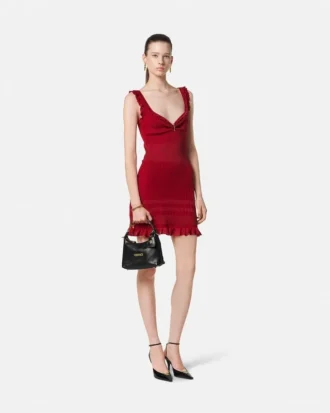 Strick-Mini-Kleid mit ausgestelltem Rock
