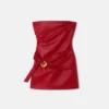 Trägerloses Minikleid aus Leder