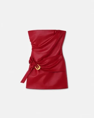 Trägerloses Minikleid aus Leder