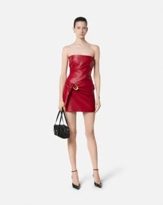 Trägerloses Minikleid aus Leder