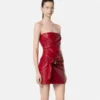 Trägerloses Minikleid aus Leder