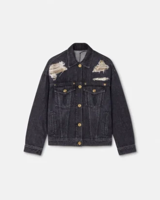 Truckerjacke aus Metall-Mesh-Denim
