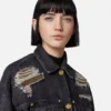 Truckerjacke aus Metall-Mesh-Denim