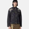 Truckerjacke aus Metall-Mesh-Denim