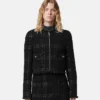 Tweed-Baumwolljacke mit Reißverschluss