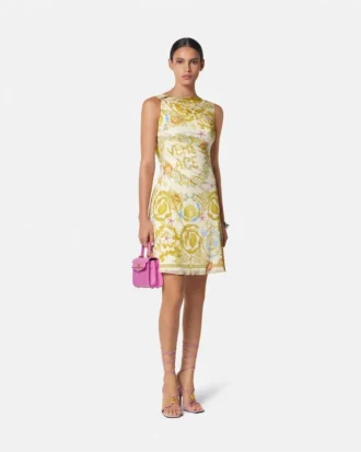 Underwater Barocco Drapiertes Mini-Kleid mit ausgestelltem Rock