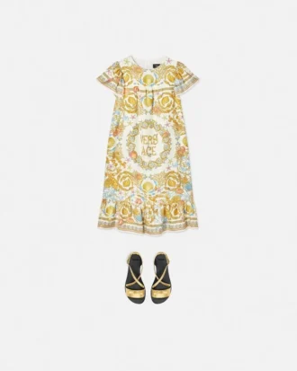 Unterwasser-Barocco-Seidenkleid mit Rüschen für Kinder