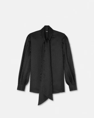 V Allover Jacquard Seiden-Lavallière-Hemd