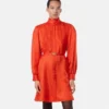 V Allover Jacquard Seiden-Lavallière-Minikleid