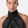 V Allover Jacquard Seiden-Lavallière-Top
