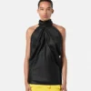 V Allover Jacquard Seiden-Lavallière-Top