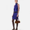 V Allover Jacquard Seiden-Minikleid