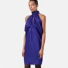 V Allover Jacquard Seiden-Minikleid