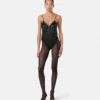 V Allover Jacquard-Seidenbodysuit