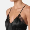V Allover Jacquard-Seidenbodysuit