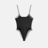V Allover Jacquard-Seidenbodysuit