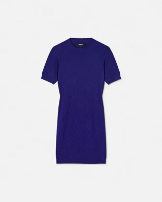 V-Ausschnitt-Midikleid aus Jacquard-Strick
