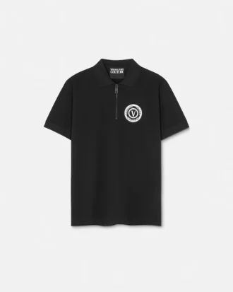 V-Emblem-Polohemd mit Reißverschluss