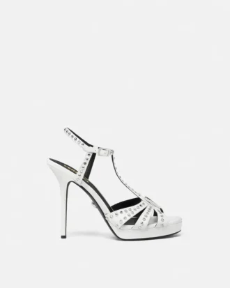 V-förmig verzierte Ledersandalen 120 mm