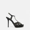 V-förmig verzierte Ledersandalen 120 mm