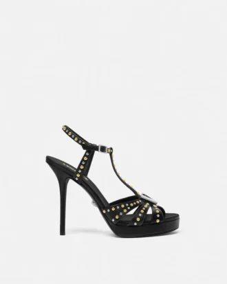 V-förmig verzierte Ledersandalen 120 mm