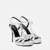 V-förmig verzierte Ledersandalen 120 mm