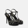 V-förmig verzierte Ledersandalen 120 mm