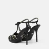 V-förmig verzierte Ledersandalen 120 mm