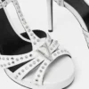 V-förmig verzierte Ledersandalen 120 mm