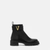 V Leder-Stiefeletten