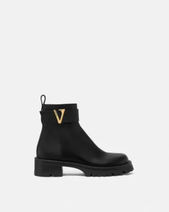 V Leder-Stiefeletten