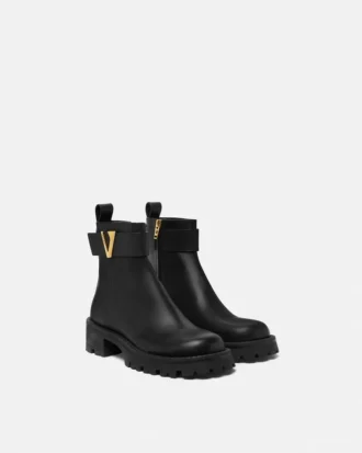 V Leder-Stiefeletten