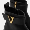 V Leder-Stiefeletten
