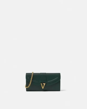 V Lederbrieftasche mit Kette