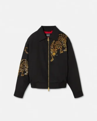 Versace Leopard Mélange-Wollblousonjacke