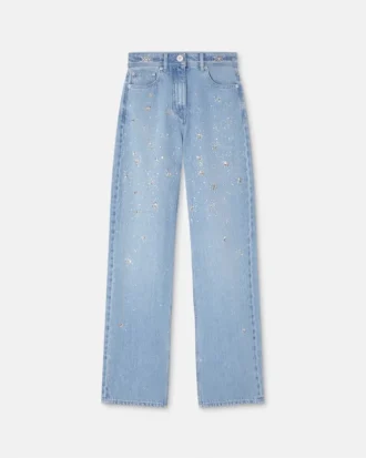 Verzierte Regular-Fit-Jeans mit hoher Taille