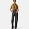 Verzierte Regular-Fit-Jeans mit hoher Taille