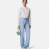 Verzierte Regular-Fit-Jeans mit hoher Taille
