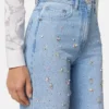 Verzierte Regular-Fit-Jeans mit hoher Taille