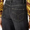 Verzierte Regular-Fit-Jeans mit hoher Taille