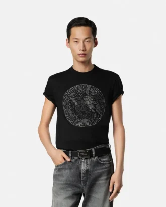 Verziertes Slim-Fit-T-Shirt aus Baumwolljersey