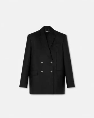 Zweireihiger Blazer aus Wollnadelstreifen