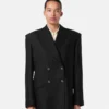 Zweireihiger Blazer aus Wollnadelstreifen